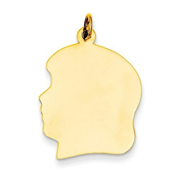 Facing Right Engravable Girl Head Charm Pendant 14k Yellow Gold Large 0.013 Ga Facing Right Engravable Girl Head Charm Pendant 14k Yellow Gold Large 0.013 Ga